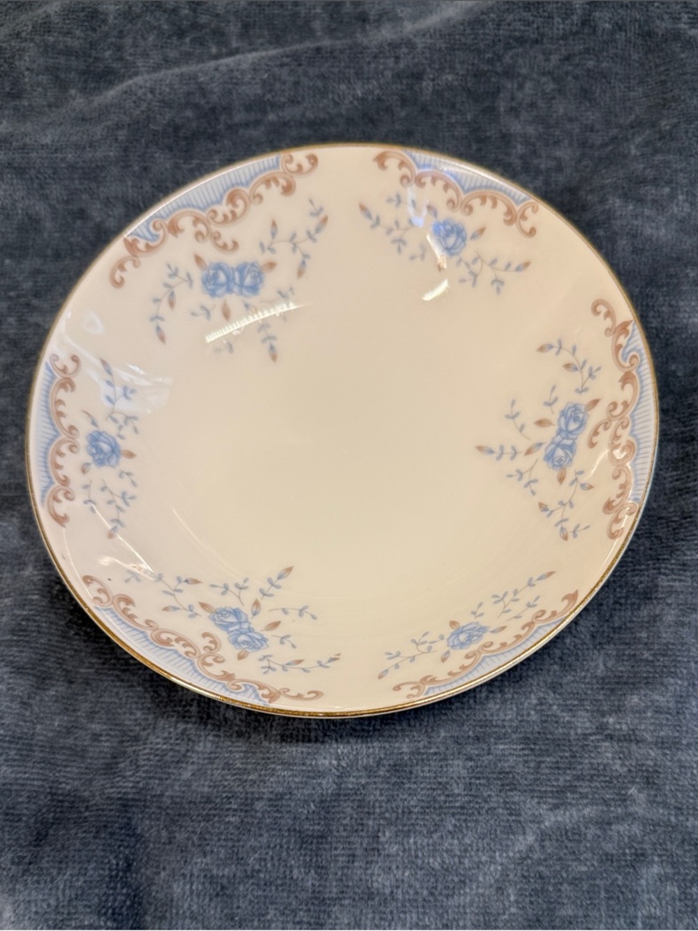 Imperial “Seville” Fine China Blue Floral Bowl with Gold Trim